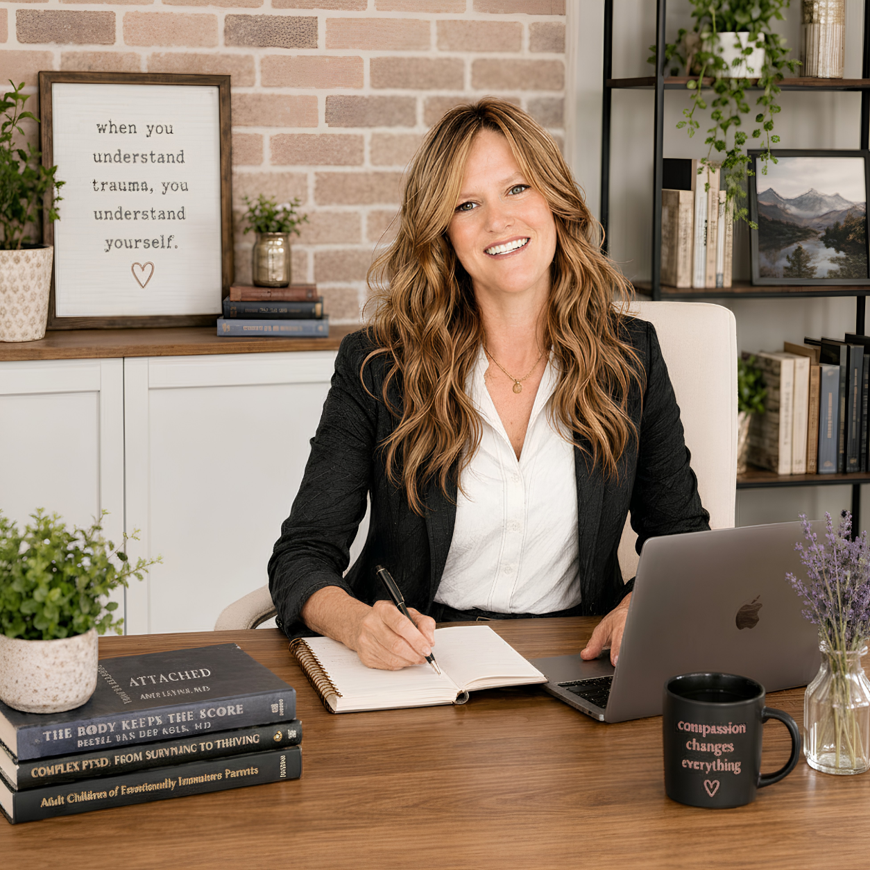Kerri McKenna Reece at her desk, ready to listen